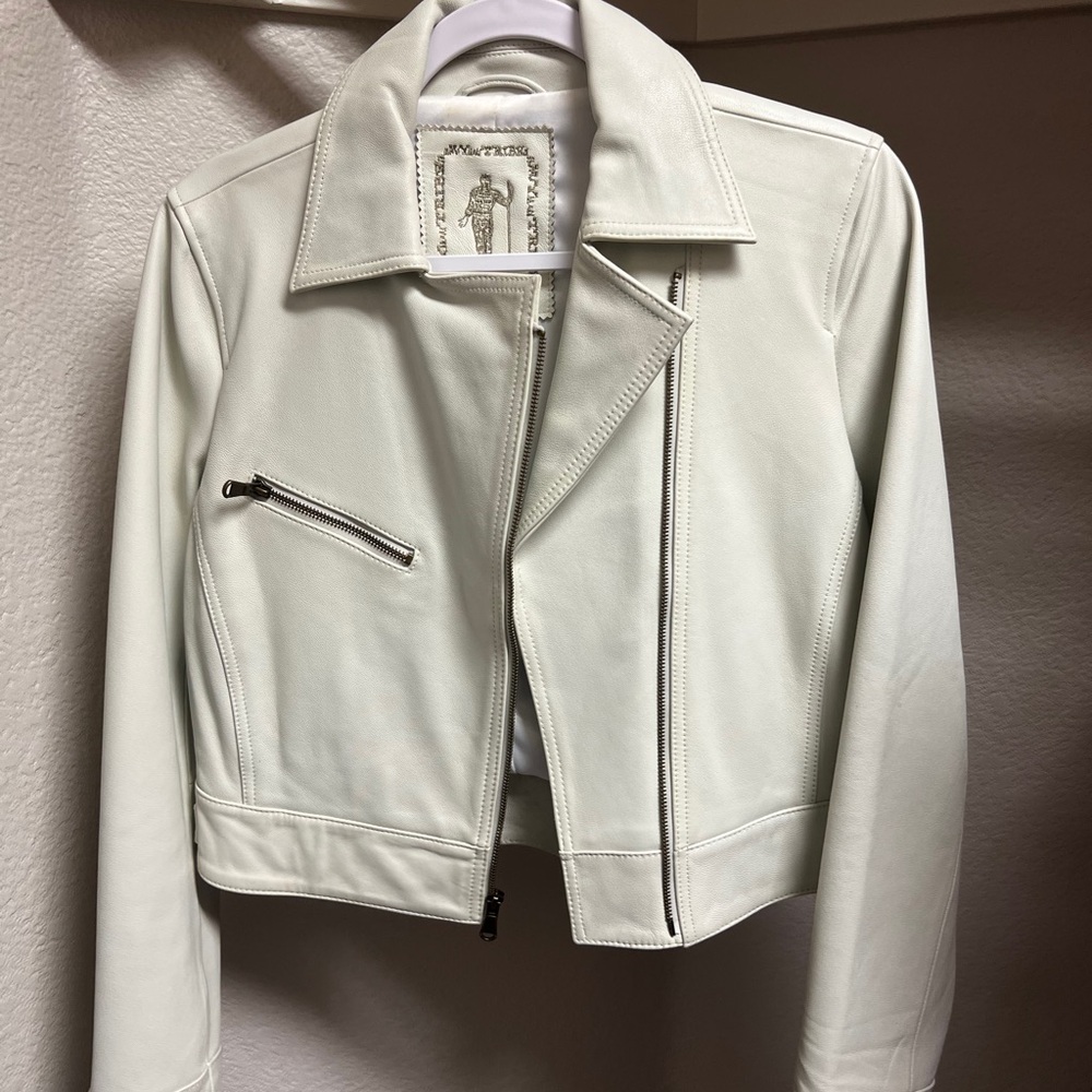 Stylish White Leather Jacket